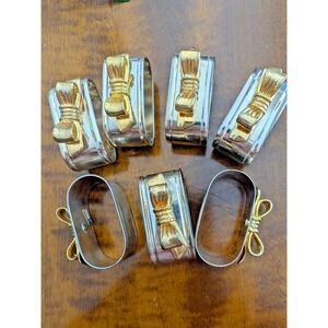 Vintage Fortunoff Silver and Gold Bow Napkin Rings Set Of ,7